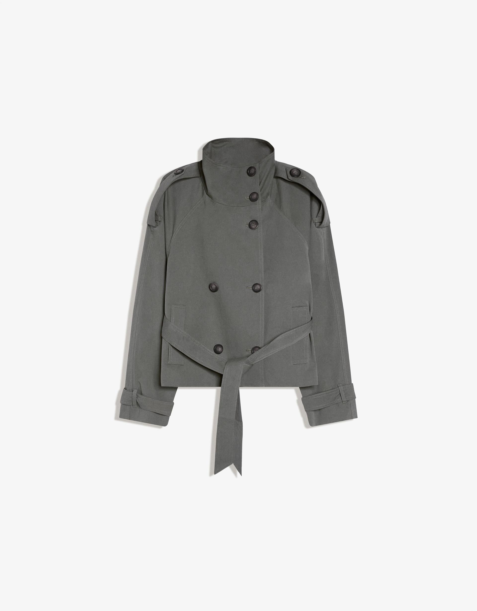 Neck Trench Coat Dark Grey