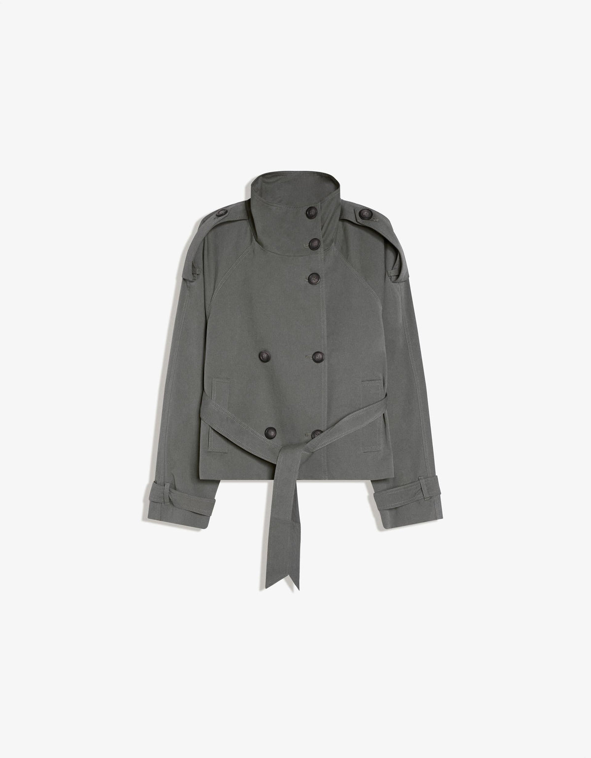 Neck Trench Coat Dark Grey