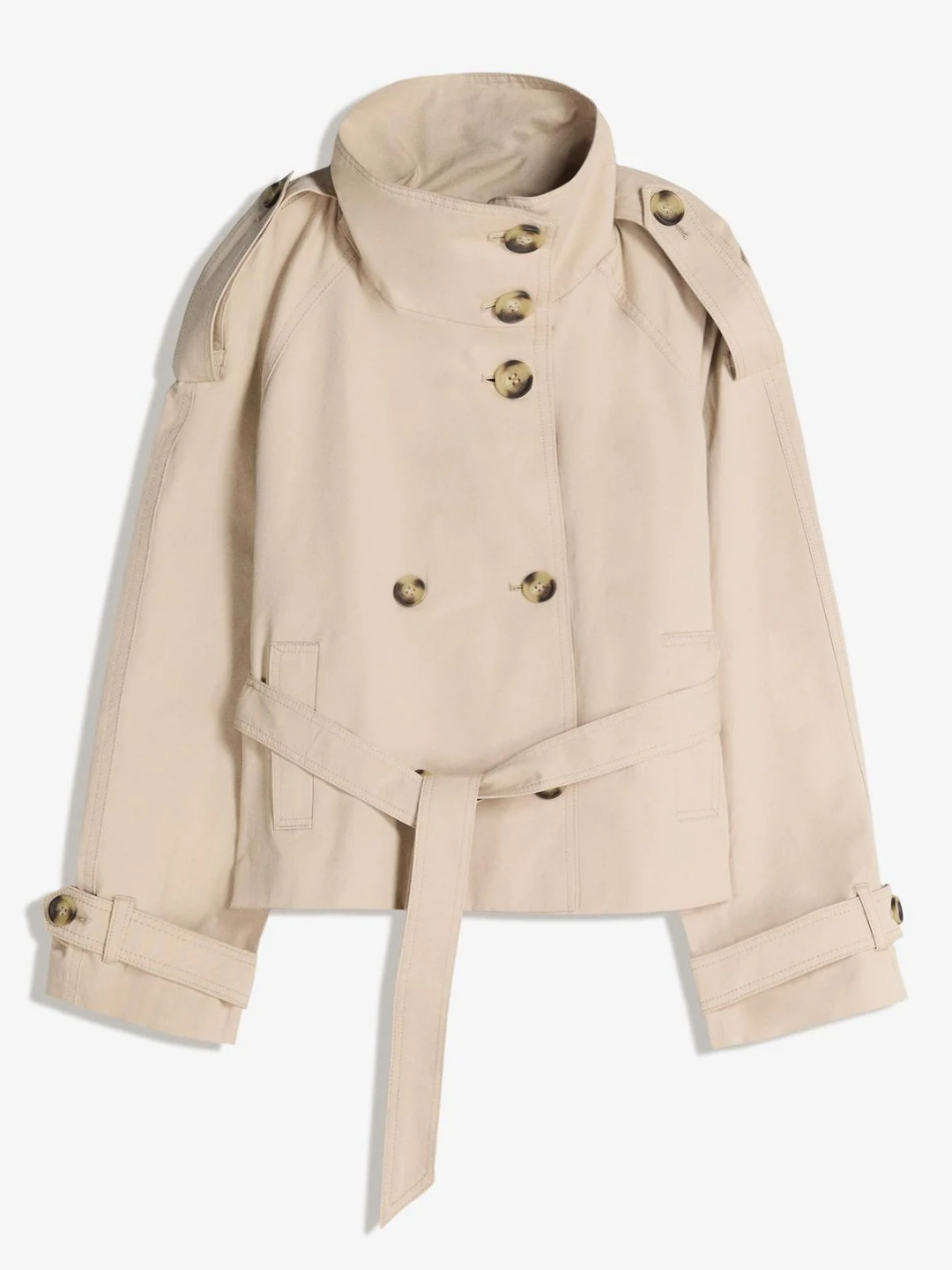 Funnel Neck Trench Coat Creamy