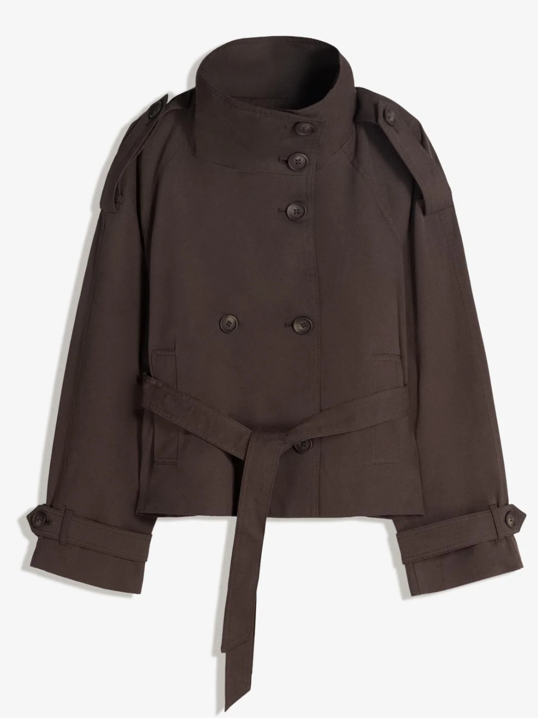 Funnel Neck Trench Coat Creamy Coffe