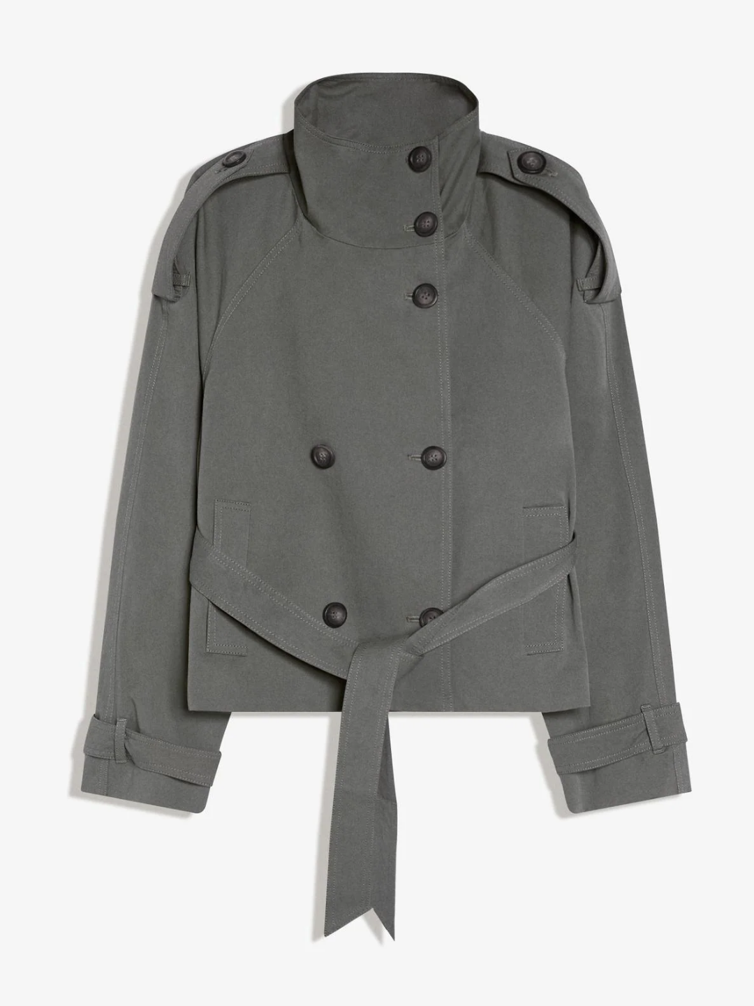 Funnel Neck Trench Coat Dark Grey