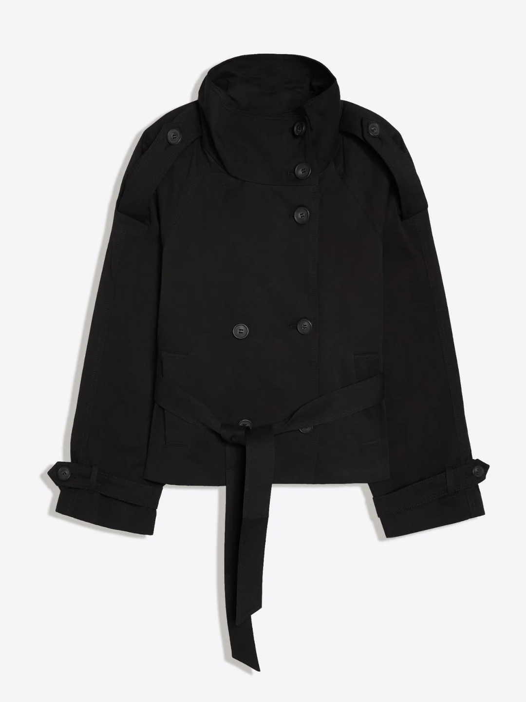 Funnel Neck Trench Coat Black