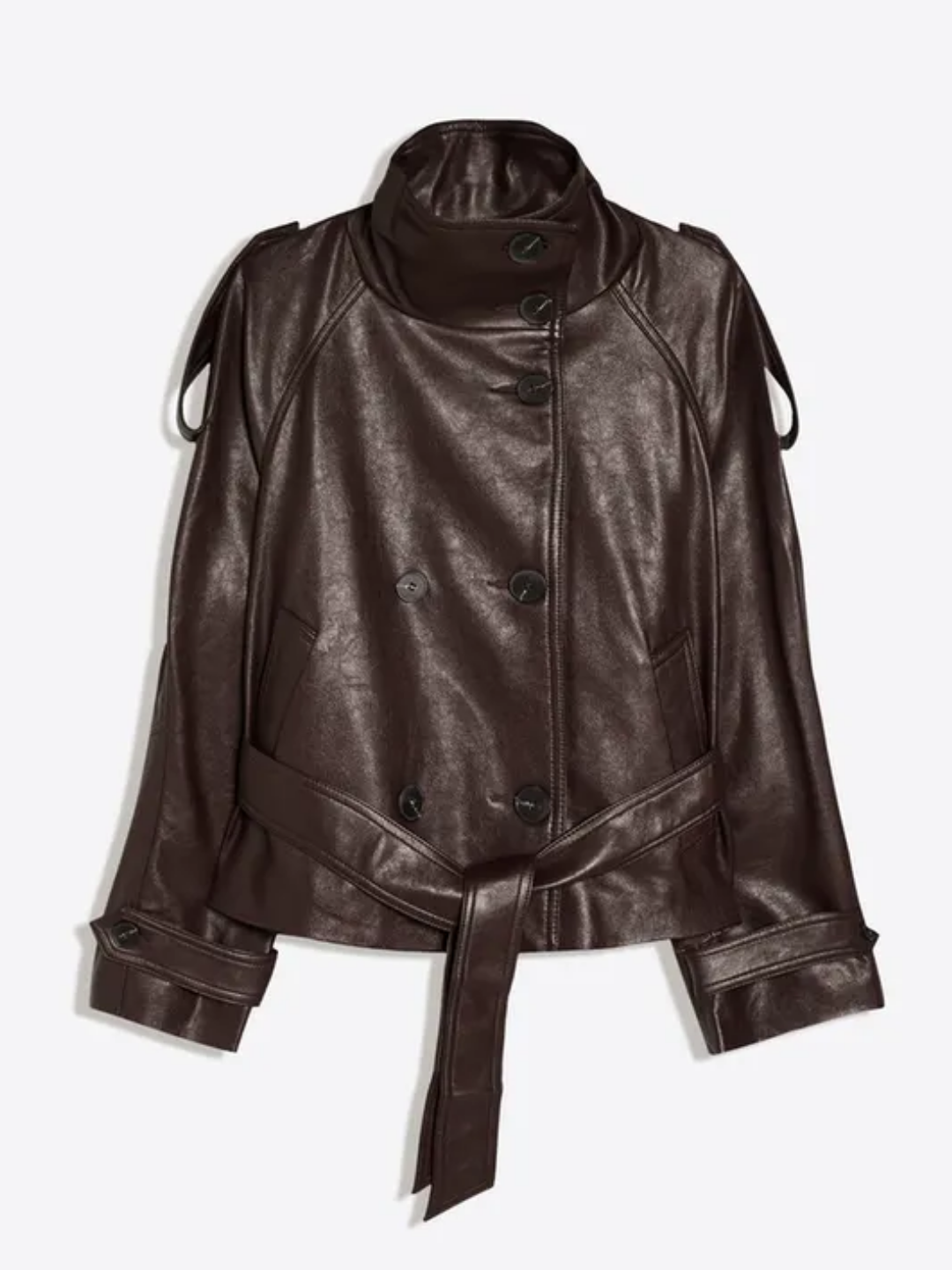Short Leather Effect Trench Jacket